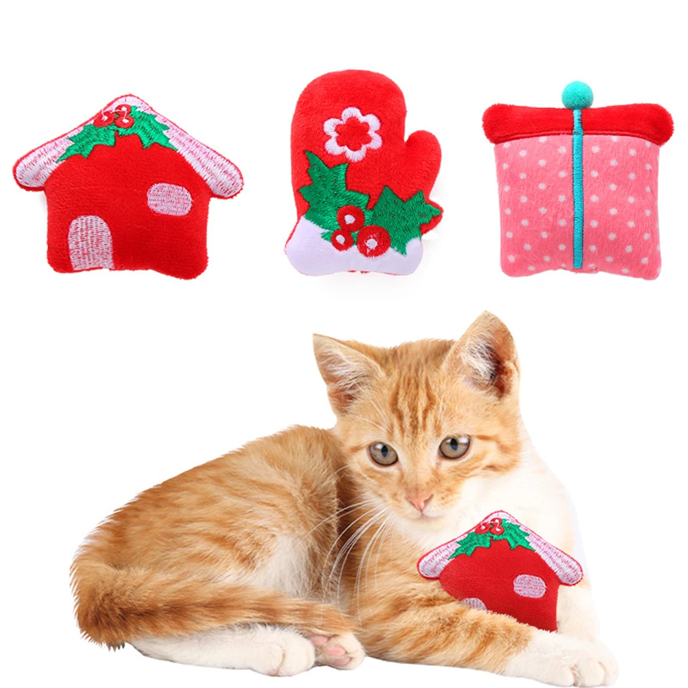 

Christmas Mint Plush Toys Skin Friendly Bite Resistant Plush Catnip Toys For Teeth Cleaning Playing Chewing Grinding Claw