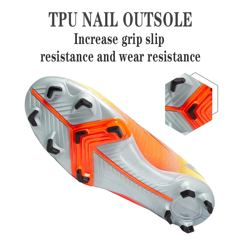Professional Football Boots Men High-quality Non-slip Long Spikes Ankle Soccer Shoes Summer Outdoor Sports Futsal Training Shoes