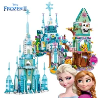 disney frozen elsa olaf anna ice snow castle princess house streetview building blocks bricks movie model kid toy children gift