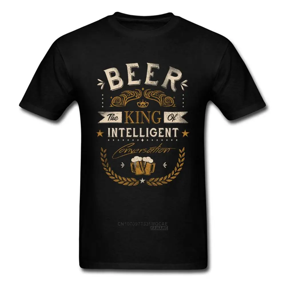 

Funny Oh Beer T-shirt King Of Intelligent T Shirts Mens Clothing Black Tops Vintage Letter Tees 80s Man Funny Tshirts Casual