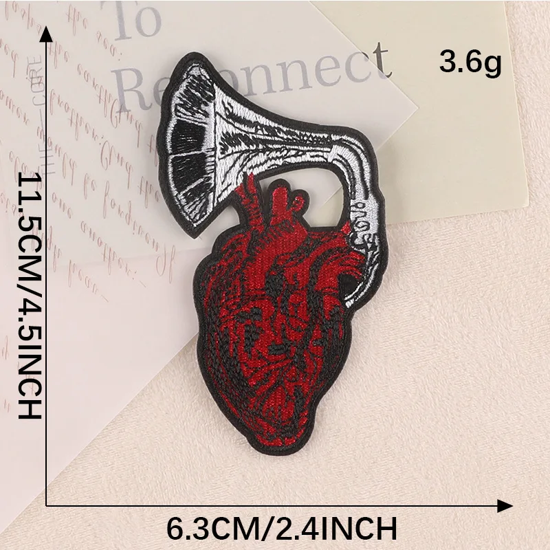 FZdiy Patches for Clothing Red Heart Thermoadhesive Patch Iron on Embroidery Punk Applique Clothes |
