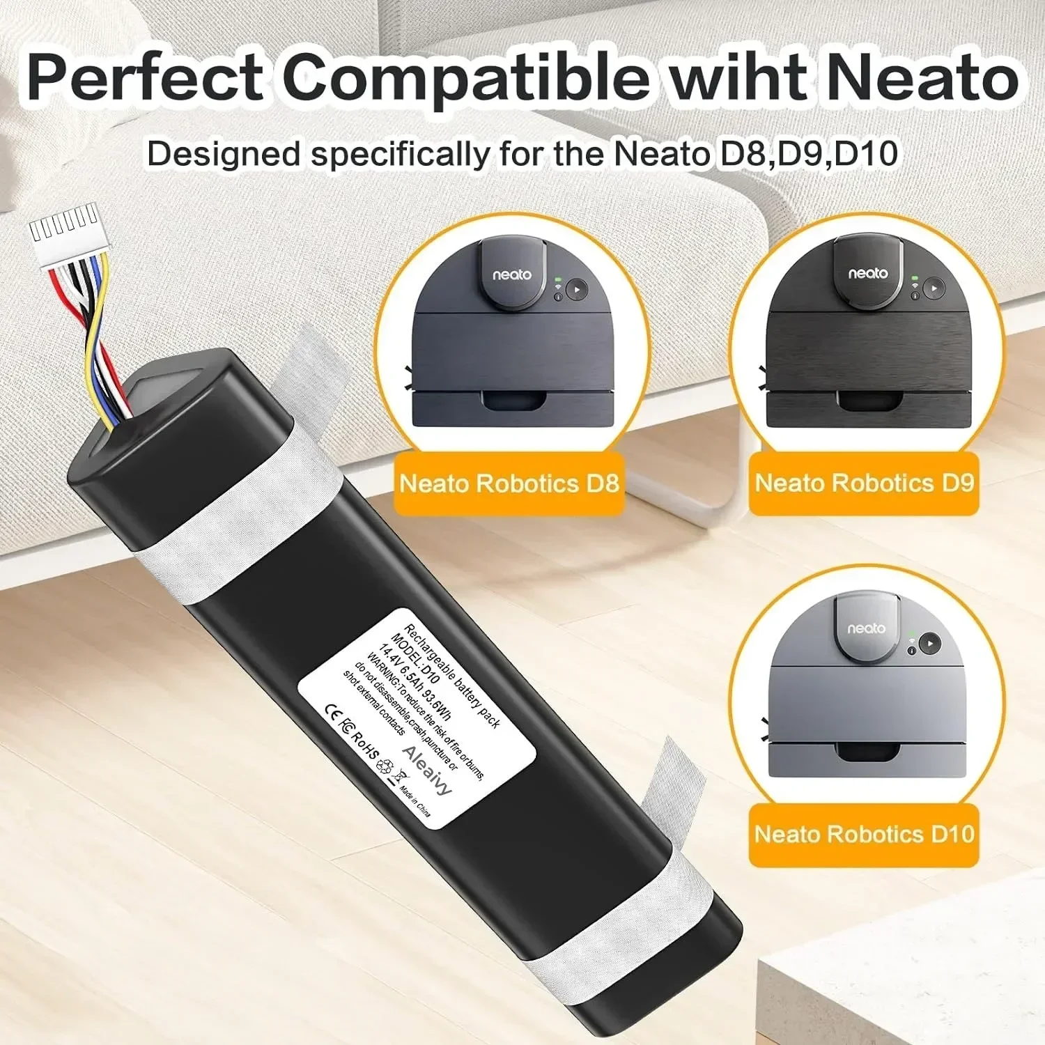 Сменный аккумулятор 945 мАч 0381 для роботов-пылесосов Neato Robotic D8 D9 D10 945-0376 945-0382 14 4-6500