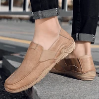 mens new fashion handsewn second cowhide casual shoes male breathable comfy soft elegant loafers genuine leather leisure shoe