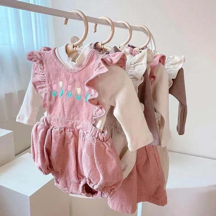 RiniLucia Autumn Newborn Infant Romper Cotton Sleeveless Embroidery Baby Boys Girls Romper Onepiece Fashion Baby Clothing