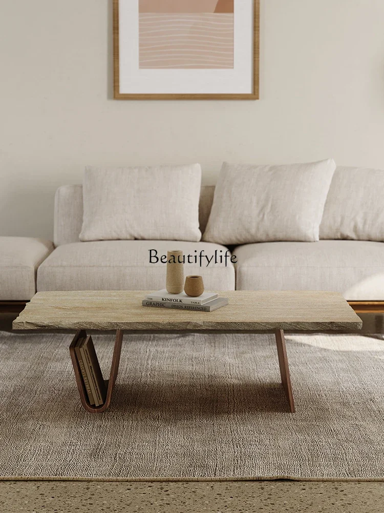 Журнальный столик ваби песчаного ветра из натурального травертина домашний