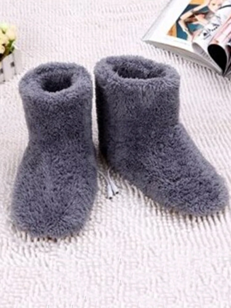 Теплые электрические тапочки моющиеся плюшевые USB зимние ботинки мягкие удобные