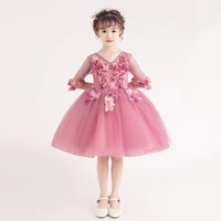 puffy tulle lace flower girl dress children bride ball gown princess dress for girl wedding party first communion sweet vestios