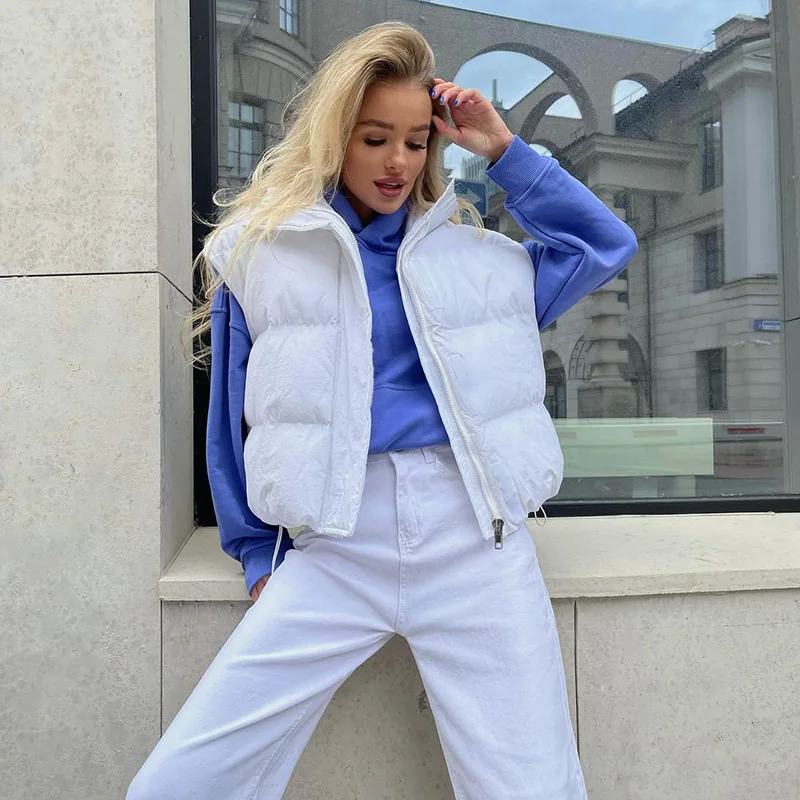 Winter Jacket Female New Thickening Warm Casual Temperament Commuter Loose High Collar Vest Cotton Clothing Female