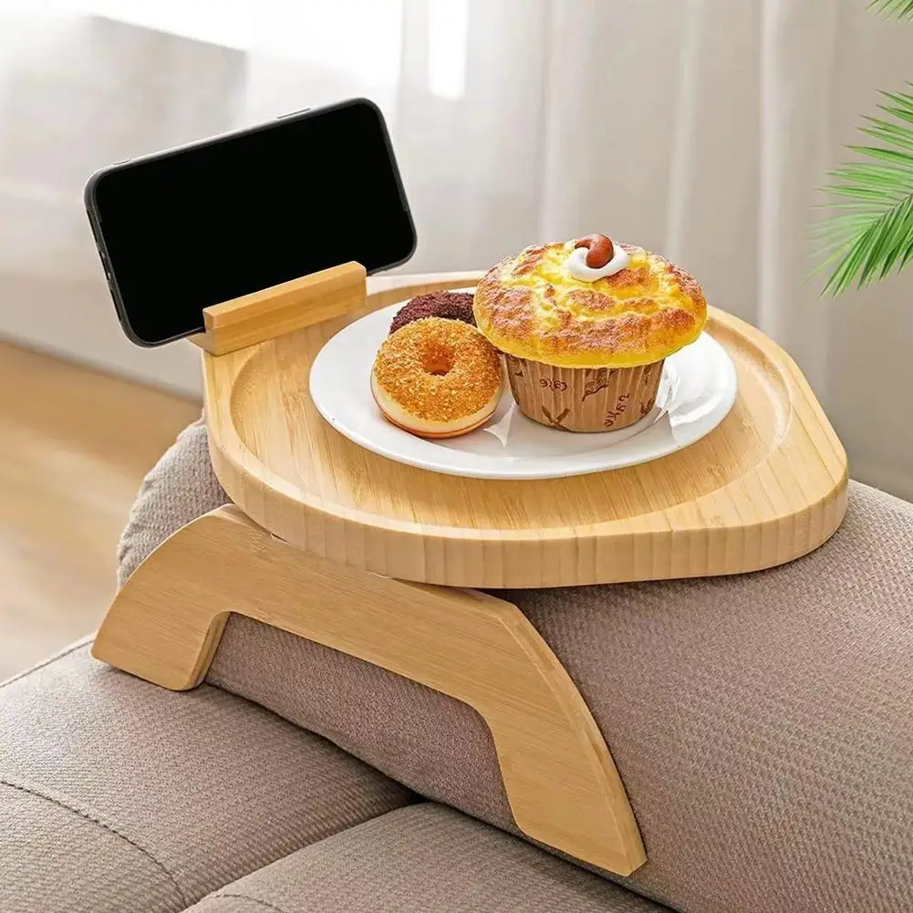 

Bamboo Sofa Tray Sofa Arm Clip Table Eco-Friendly Couch Tray Practical TV Snack Tray Stable Tray For Eating And Drink Table