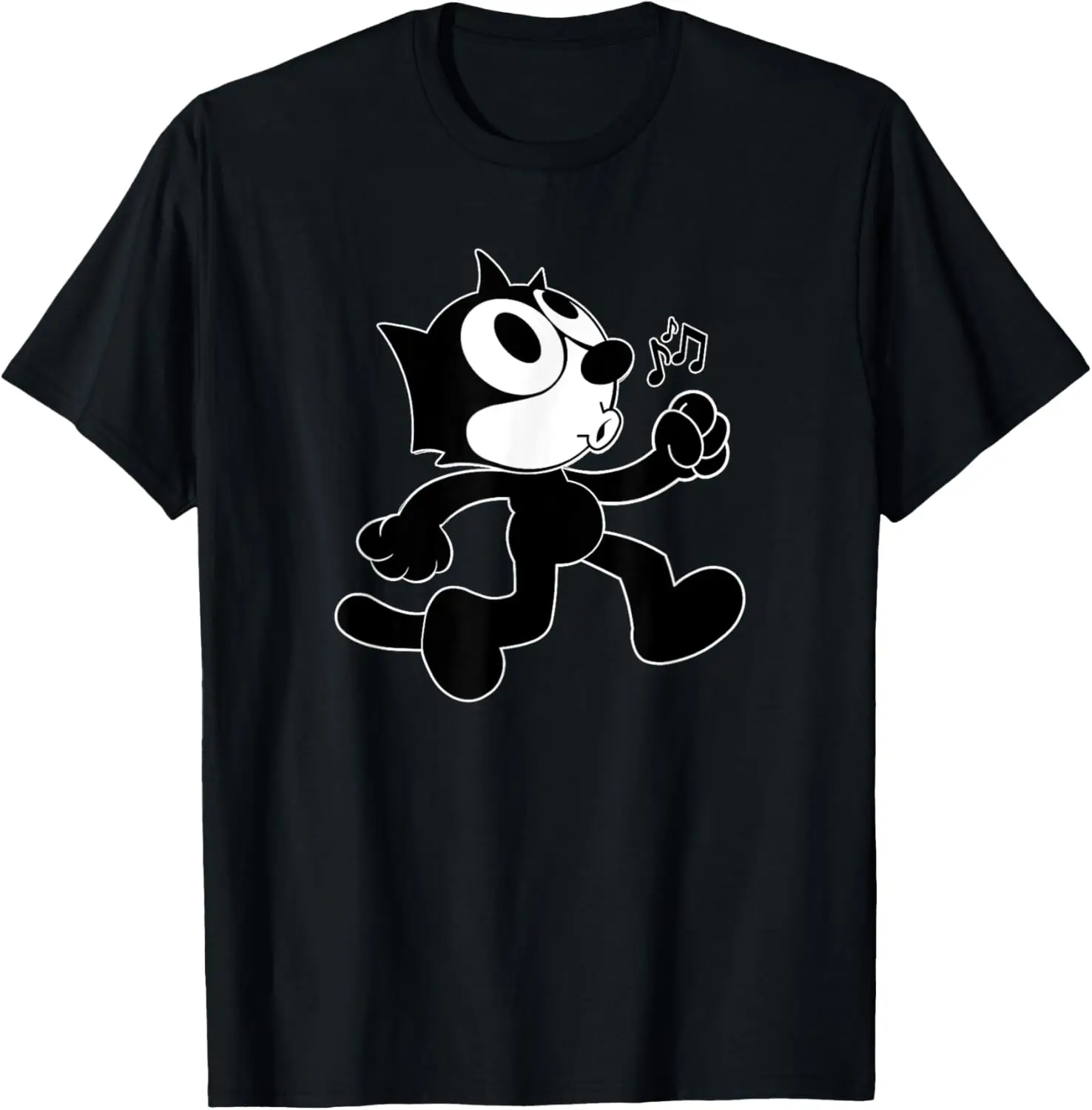 Felix Cartoon Whistling and Walking Music Notes Tee T-Shirt