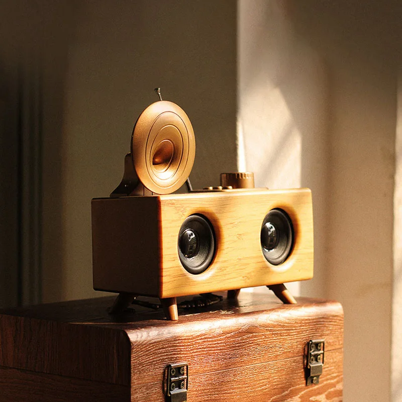 

Bluetooth Speaker Vintage Woodgrain Wireless Multifunction Dual Speaker FM Radio