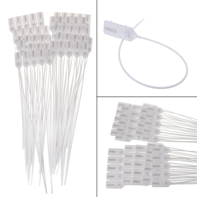 

50 Pcs Plastic Tamper Seals Disposable Signage DIY Nylon Cable Ties Security Tags Self-locking Seals Adjustable Length