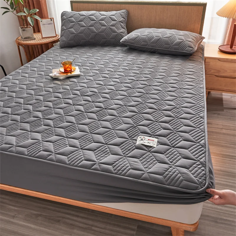 

European Flower Pattern Adjustable Fitted Sheet Quilted Cotton Fabric Mattress Protector with Elastic Band Twin Queen King Size