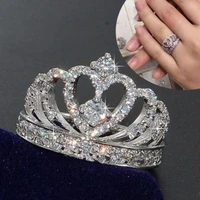 fashion set dazzling crystal zircon ladies crown rings prom party girls elegant accessories everyday wear jewelry timeless jewel