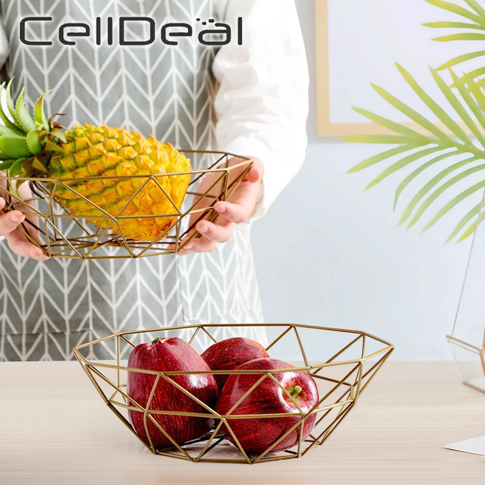 

Iron Hollow Fruit Basket Simple Modern Style Creative Storage Drain Basket Snacks Bread Container Bowl Home Oraganizer Supplies