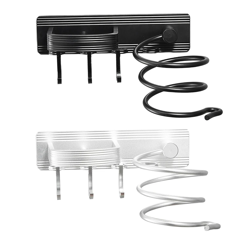 

Space Aluminum Bathroom Hook Hair Dryer Rack Wall-mounted Toilet Storage Tool Punch Installation Bathroom Accessories
