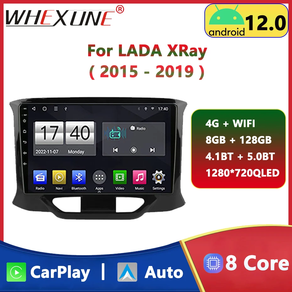 

4G Android 12 Car Radio Multimedia Video Player For LADA X Ray Xray 2015-2019 Navigator GPS Stereo Wireless BT Carplay Head Unit