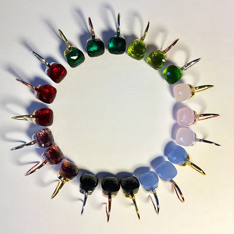 

Top Quality Candy Style Earring 17 Colors Crystal with 3 Kinds of Gold color Plated Jewelry Rings for Women Gift