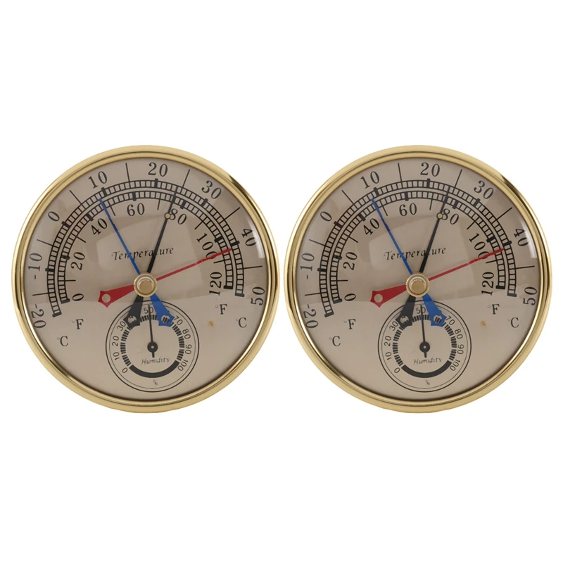 

2Pcs 5Inch Min Max Thermometer Hygrometer Wall Mount Wall Hang Analog Anti Rain Temperature Humidity Meter