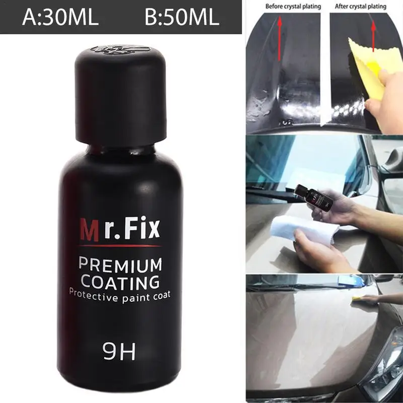 

New Upgraded 9H Car Polish Liquid Ceramic Coat Super Hydrophobic Coating Crystal Set 50ml Auto Detailing Glasscoat