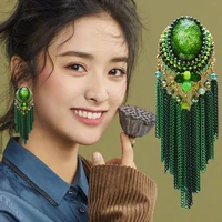 boho long tassel earrings for women vintage handmade crystal drop dangling earring fashion ladies ethnic trend earrings jewelry