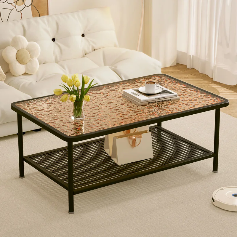 

Rectangle Simple Coffee Table Glass Aesthetic Transparent Unique Side Tables Hardcover Simple Mesa Auxiliar Home Accessories