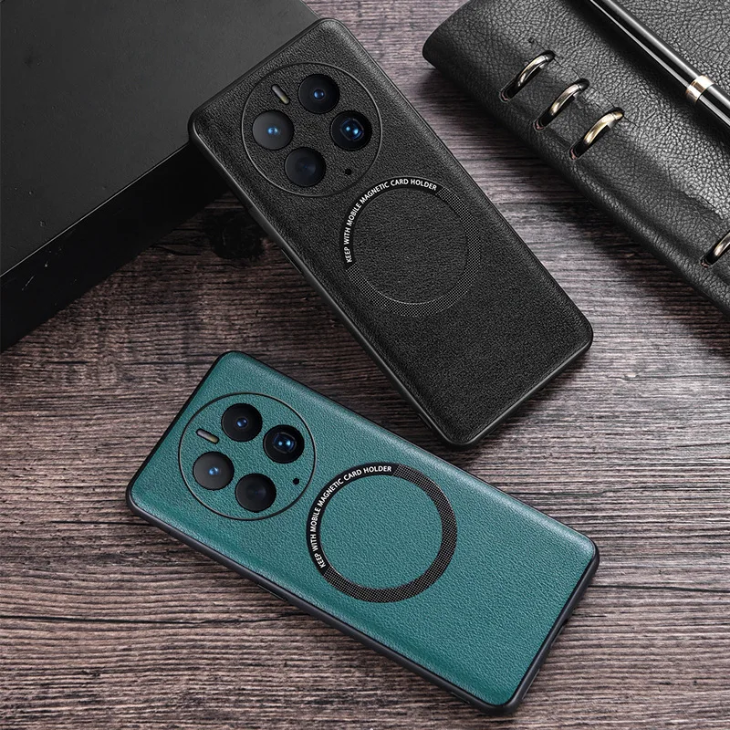 Роскошный чехол из искусственной кожи с беспроводной зарядкой для Magsafe магнитный