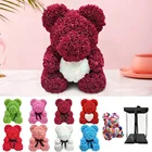 Прямая поставка 2022, 25 см, розовый медведь, сердце, искусственные цветы, роза, мишка тедди для женщин, подарок на день Святого Валентина, свадьбу, день рождения, Рождество