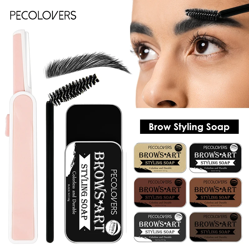 

PECOLOVERS Eyebrow Gel Wax Brow Soap 6 Color Tint Eyebrow Enhancer Natural Makeup Soap Brow Sculpt Lift Make-up for Women