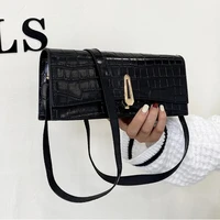 women crocodile pattern korean simple small square bags 2022 autumn fashion lock casual hand held shoulder messenger bag