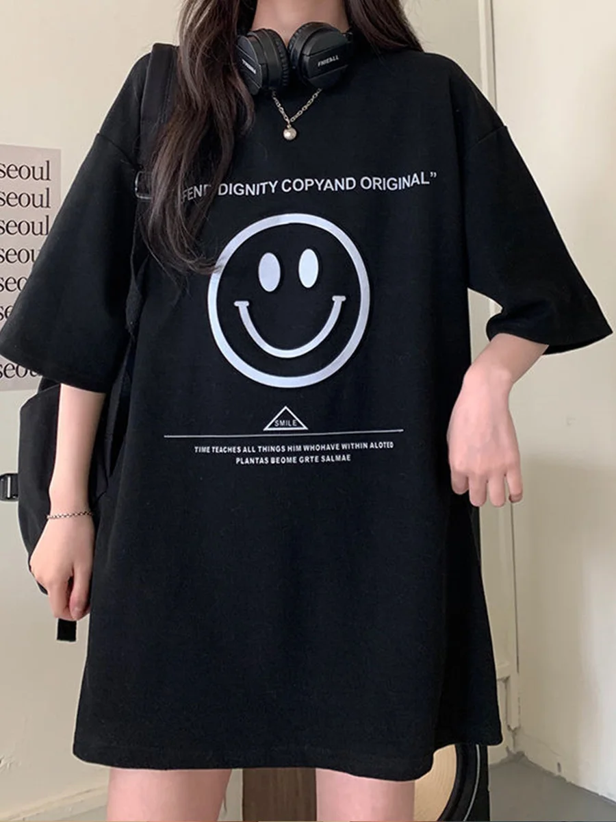 Футболка женская в стиле Харадзюку крутая серая уличная одежда с забавным