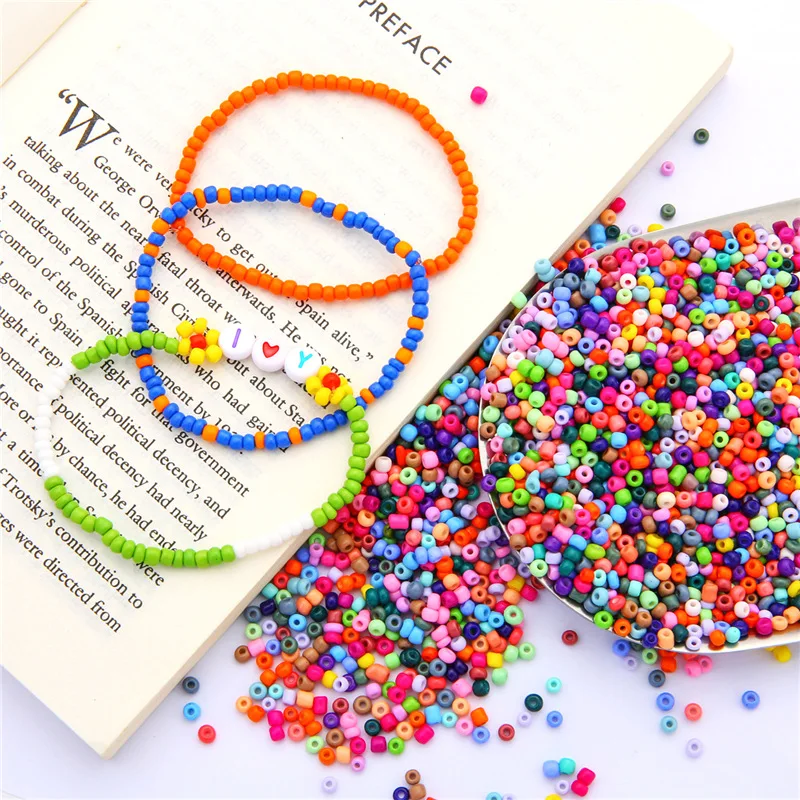 

1000pcs Charm Rice Beads Glass Resin Seed Beads Spacer Loose Beads for Jewelry Making DIY Bracelet Necklace Earring Findings