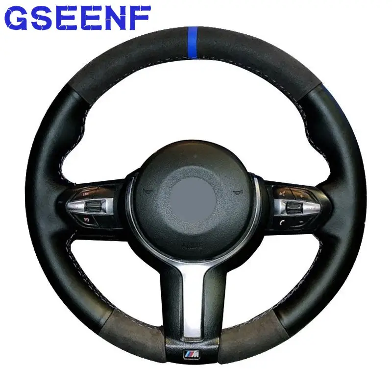 

For BMW F87 M2 F80 M3 F82 M4 M5 F12 F13 M6 F85 X5 M F86 X6 M F33 F30 M Hand Sewing Car Steering Wheel Cover Suede Cow Leather