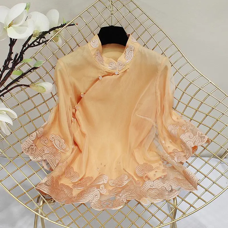 

2022 spring/summer new chinese style retro qipao collar chinese improved short style cheongsam tang dress blouse female g409