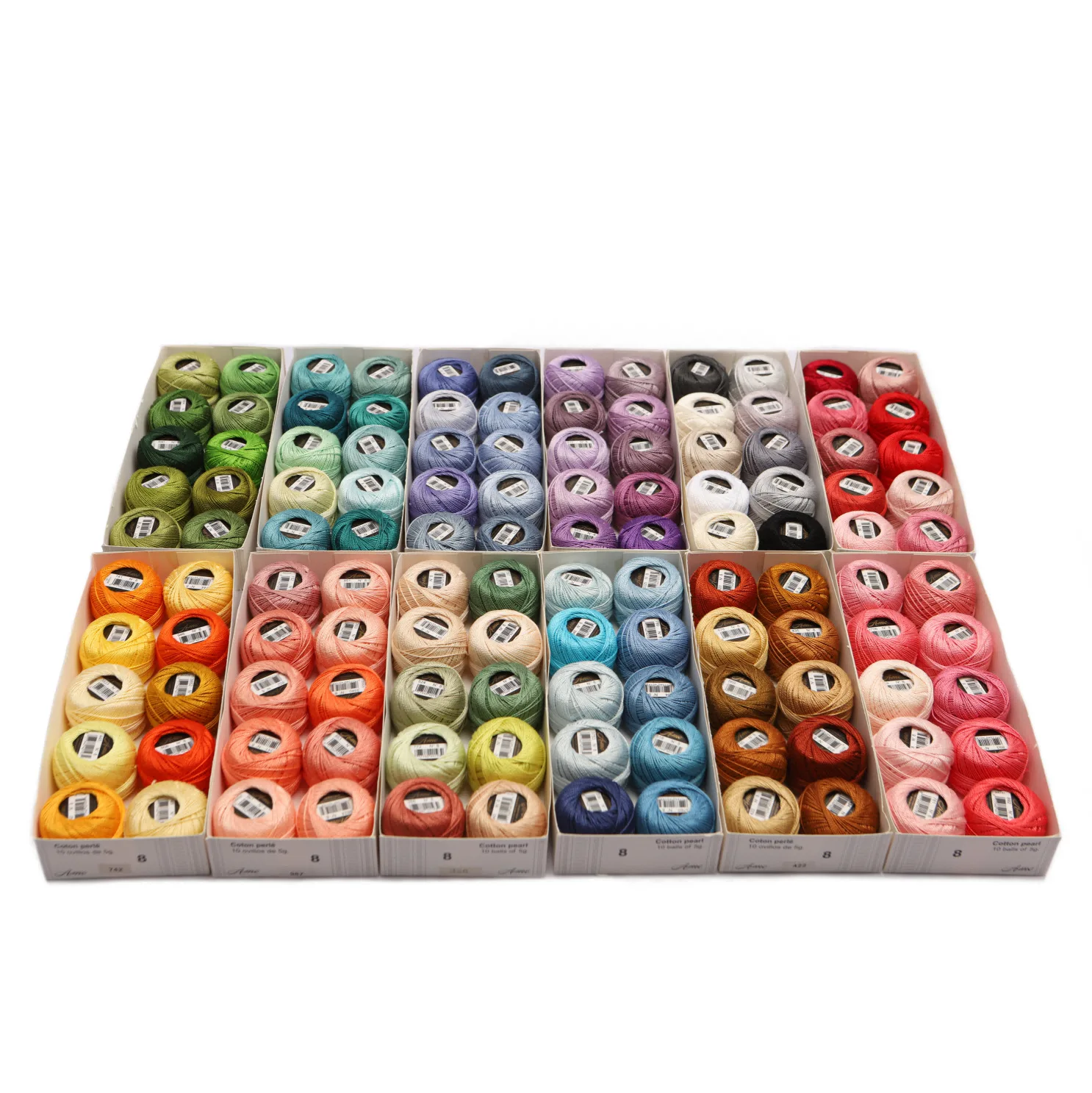 

Size 8 Crochet Thread Double Mercerized Long Staple Egyptian Cotton Pearl 70 Colors Available 10 Balls Box 43 Yards
