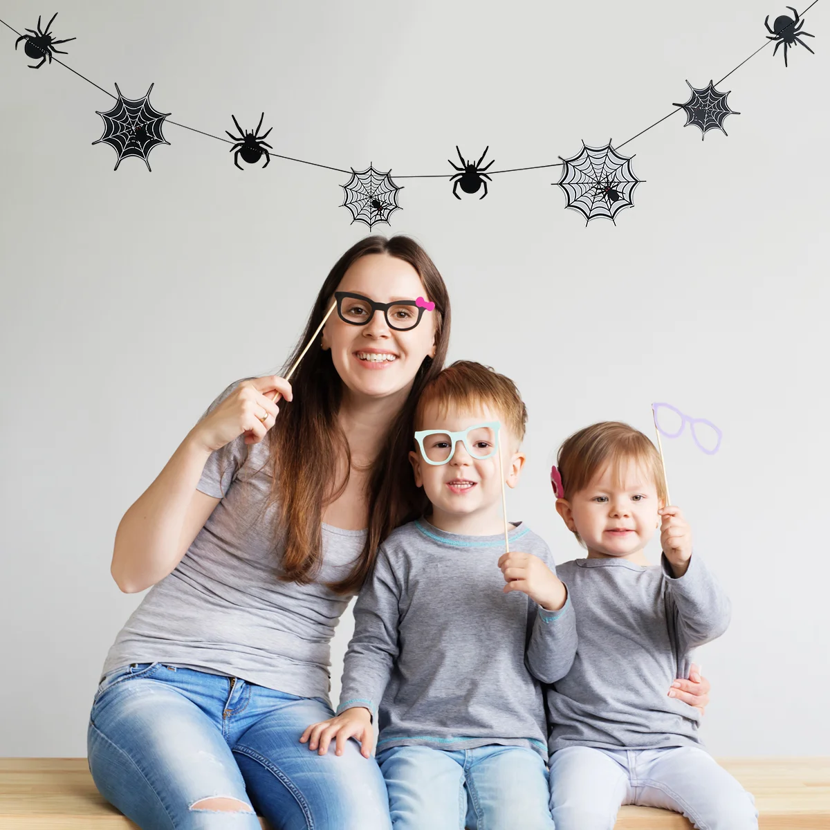 

Banner Spider Spiderweb Garland Black Hanging Decorations Party Realistic Web Cobweb Giant Flying Bats Large Spiders Props