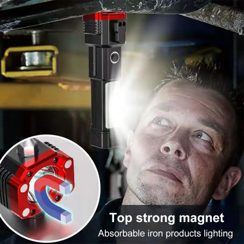 Светодиодный фонарик COB с боковым освещением безопасный молоток спасательная