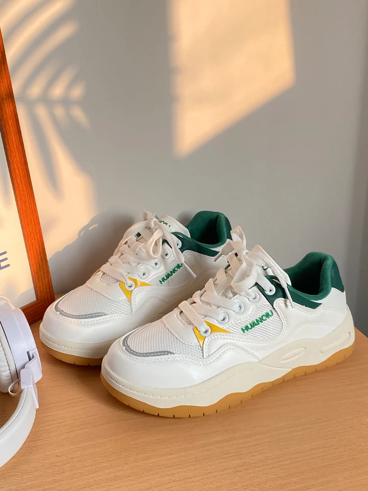 

Женские кроссовки в стиле ретро, универсальные повседневные кроссовки из микрофибры с круглым носком, на шнуровке, маленькие кроссовки для ...