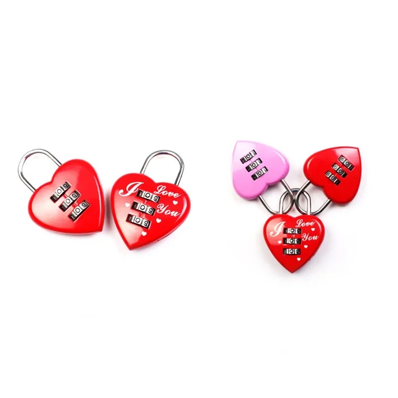 Модный Мини-замок с 3-значным кодом комбинированный замок в форме сердца Дорожный