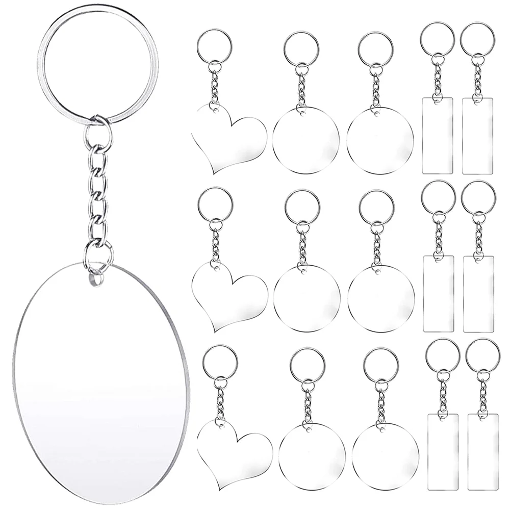 24 Pcs DIY Keychain Blanks Tassel Keychain Blank Key Ring Keychain Pendant Blank Keychains DIY Keychain Material Key Accessories