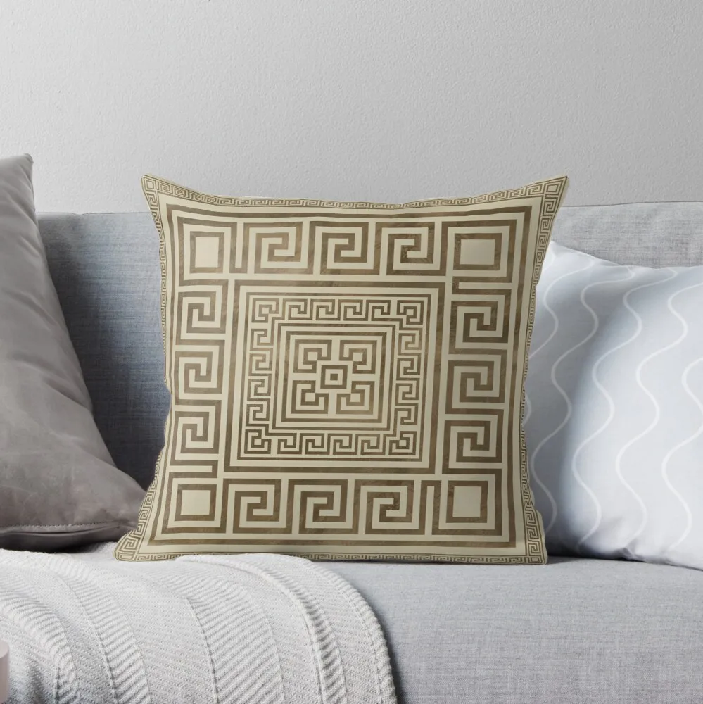 

Greek Key Ornament - Greek Meander - Pastel Gold Throw Pillow Pillowcase Cushion Cover Home Sofa Pillow Cover Cushion Cover