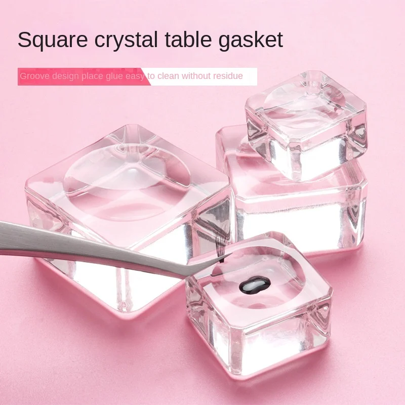 

Square Crystal Glass Gasket False Eyelash Stand Glue Pad 4 Size Glue Holder Eyelashes Adhesive Pallet Paste Glue Pad Makeup Tool