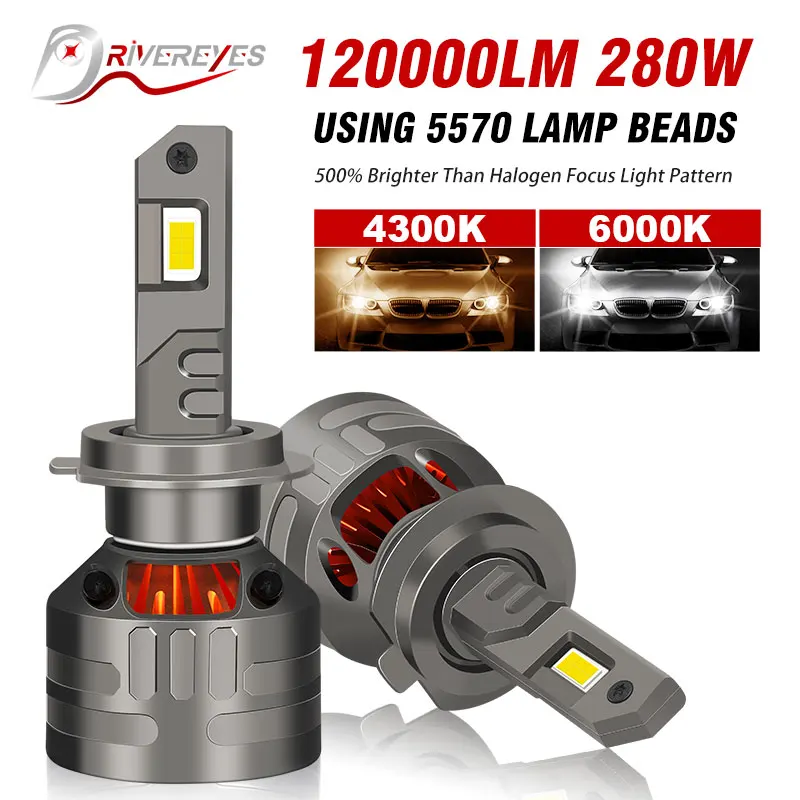 

280W H7 LED Headlight Bulbs 120000LM H4 H1 HB3 9005 HB4 9006 H8 H9 H11 9012 HIR2 Fog Lamp LED Lights For Vehicle High Power