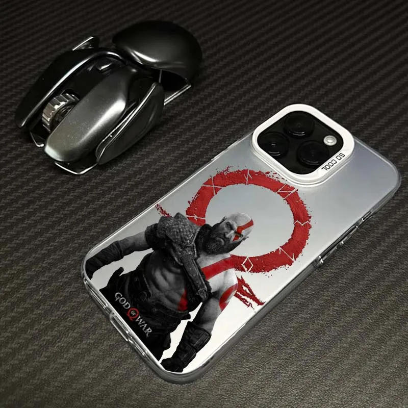 Роскошный чехол G-God of War K-Kratos для iPhone 17 16 15 14 13 12 11 Pro Max Plus Mini, цветной серебристый чехол для телефона (art.: 3920d97c6bf44) - 3920d97c6bf44