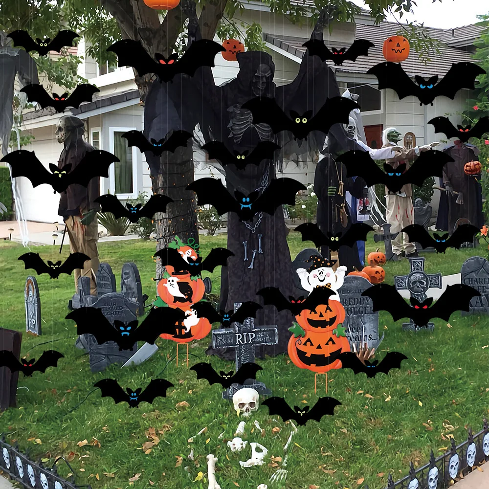 

Halloween 3D Nightlight Bat Spider Pumpkin Ghost DIY Festival Party Hanging Decoration Sticker