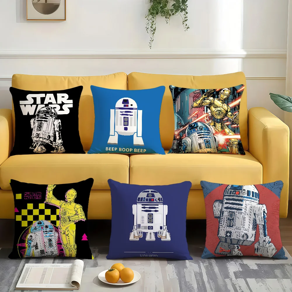 Фото Крутая декоративная наволочка с изображением R2-D2 из Star Wars для дивана, дома, гостиной, офиса, защитный чехол для подушки №1