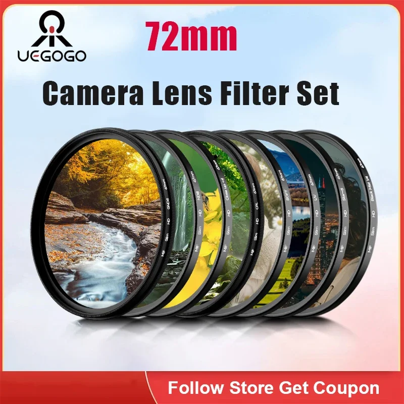 Фильтр UEGOGO 72 мм градиентный GND красный серый CPL/UV/MCUV ND2-400/Мягкий фокус Черный Туман