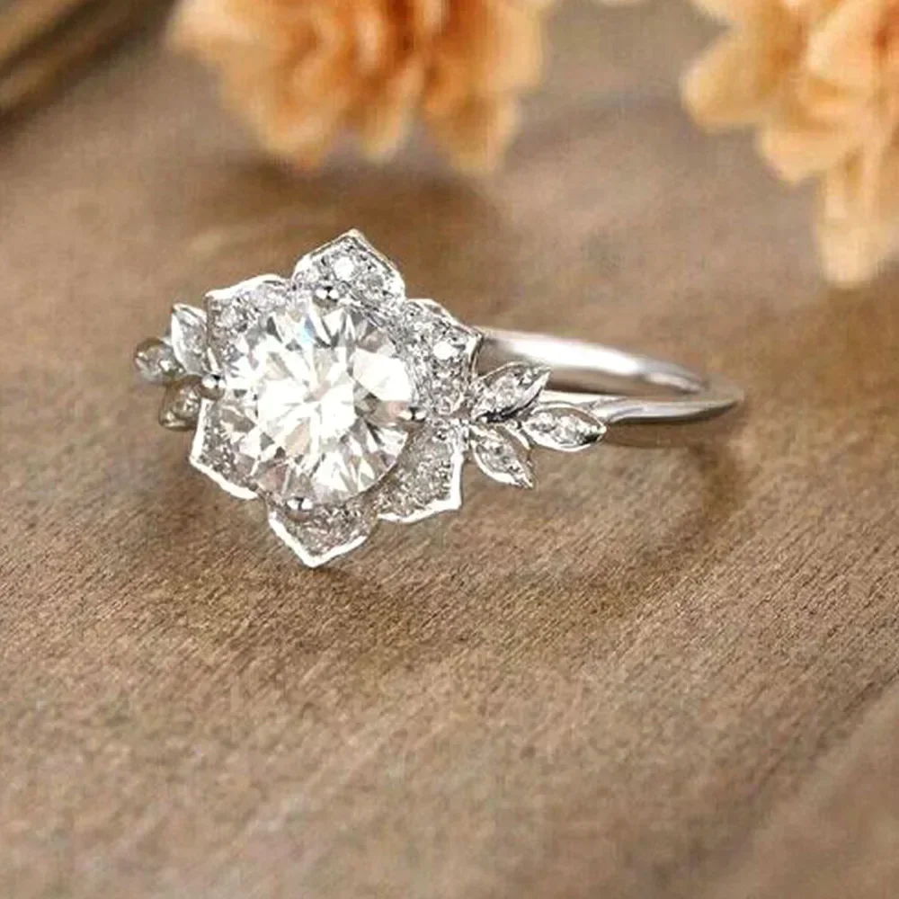 2024 шикарные кольца с цветочным дизайном и кубическим цирконием женские для