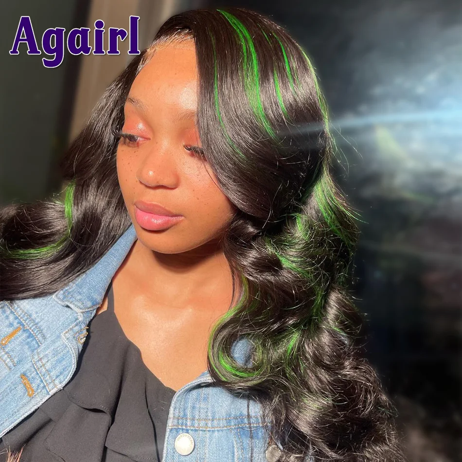 Highlight Green Bob Body Wave Front Lace Wig 13x6 Transparent Frontal Human Hair Wigs Pre Plucked 30 32Inch 5X5 Lace Closure Wig