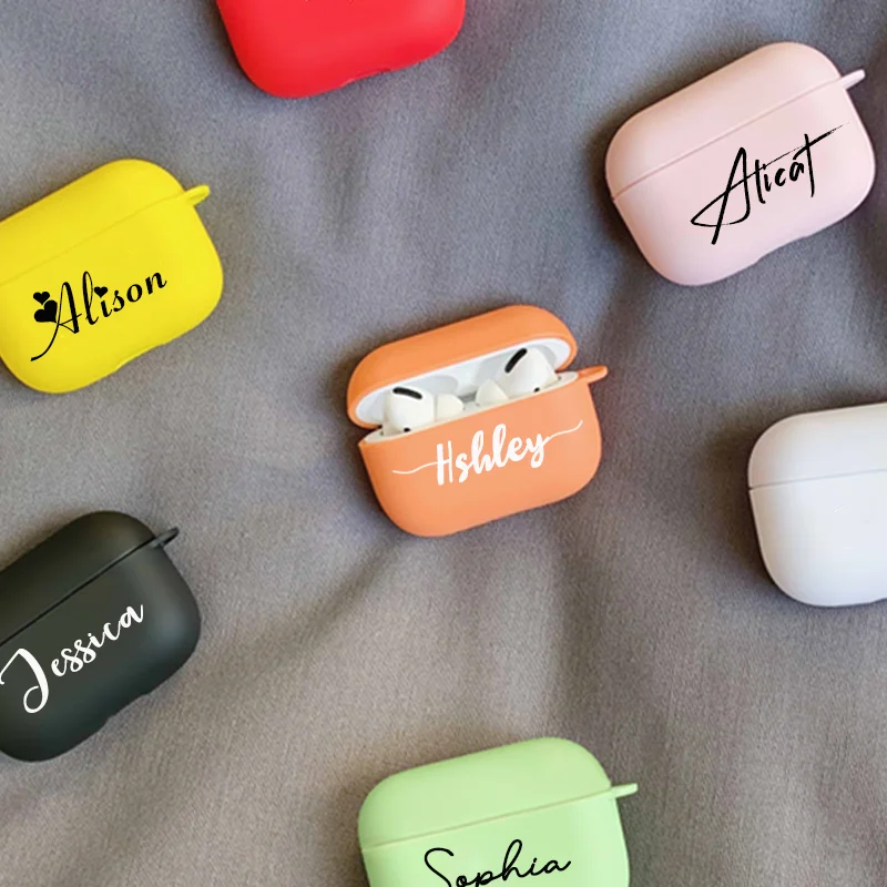 

Private Handwriting Custom Case for Apple Airpods 1 2 3 pro DIY Colorful Soft Silicone TPU Cover Name Logo Image Text Customized